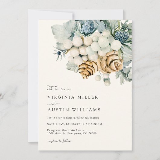 Modern Dusty Blue Wedding Invitation Kaart (Voorkant)