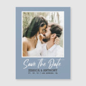 Modern Dusty Blue Wedding Magnetic Invitation (Voorkant)