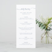 Modern Dusty Blue Wedding Menu (Staand voorkant)