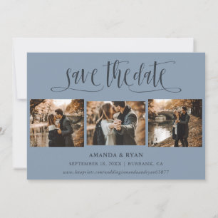 Modern Dusty Blue Wedding Photo Save the Date