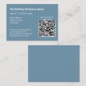 Modern Dusty Blue Wedding QR Code Enclosure Kaart (Voorkant / Achterkant)