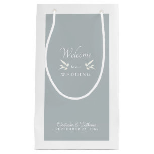 Modern Dusty Blue Wedding Welcome Favor Klein Cadeauzakje