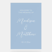 Modern Dusty Blue Wedding Welkom Acryl Bord (Voorkant)