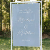Modern Dusty Blue Wedding Welkom Acryl Bord