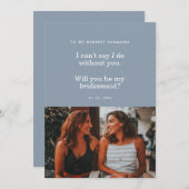 Modern Dusty Blue Will You Be My Bridesmaid (Voorkant / Achterkant)