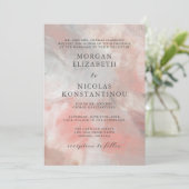 Modern Dusty Coral Abstract Brush Strokes Wedding Kaart (Staand voorkant)