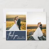 Modern Dusty Navy Blue Photo Collage Hartelijk dan (Voorkant)