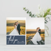 Modern Dusty Navy Blue Photo Collage Hartelijk dan (Staand voorkant)