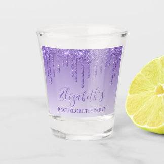 Modern Dusty Paars Glitter Bachelorette Party Shot Glas