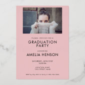 Modern Dusty Pink Afstuderen 2 Foto Afstuderen Folie Uitnodiging (Achterkant)