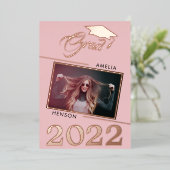 Modern Dusty Pink Afstuderen 2 Foto Afstuderen Folie Uitnodiging (Staand Voorkant)