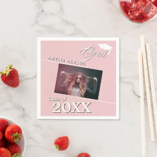 Modern Dusty Pink Afstuderen Fotogradatie Partij Servet