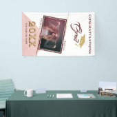 Modern Dusty Pink Afstuderen Fotogradatie Partij Spandoek (Beurs)