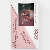 Modern Dusty Pink Afstuderen Fotogradatie Partij Spandoek (Verticaal)