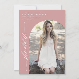 Modern Dusty Pink deed het Afstuderen Foto Kaart