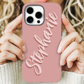 Modern Dusty Pink Minimal Script naam Case-Mate iPhone Case