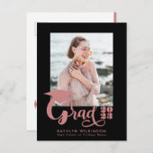 Modern Dusty Pink Script Trendy Photo Afstuderen Uitnodiging Briefkaart (Voorkant / Achterkant)