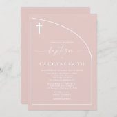 Modern Dusty Pink Semi Arch Baptisme Uitnodiging (Voorkant / Achterkant)
