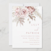Modern Dusty Roos & Blush Roos Wedding Kaart (Voorkant)
