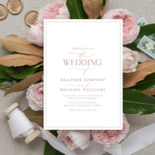 Modern Dusty Roos Calligraphy Wedding Invitation Kaart
