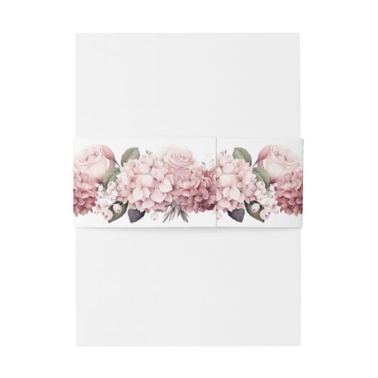 Modern Dusty Roos Hydrangea Bruiloft Uitnodigingen Wikkel (Achterkant Voorbeeld)