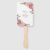 Modern Dusty Roos Hydrangea Trouwprogramma Handwaaier (Voorkant)