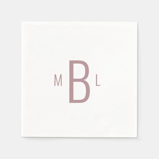 Modern Dusty Roos Monogram Bruiloft Servet (Voorkant)