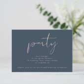 Modern Dusty Roos Navy Blue Wedding Reception Kaart (Staand voorkant)