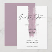 Modern Dusty Roos Pink Brush Stroke Save the Date (Voorkant / Achterkant)