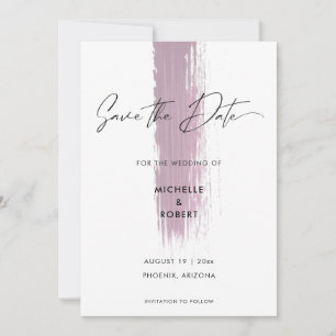 Modern Dusty Roos Pink Brush Stroke Save the Date