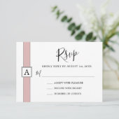 Modern Dusty Roos Roze Monogram Bruiloft RSVP Kaartje (Staand voorkant)