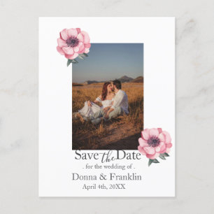 Modern Dusty Roos Roze Save the Date Foto Briefkaart