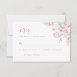 modern dusty rose floral wedding rsvp card