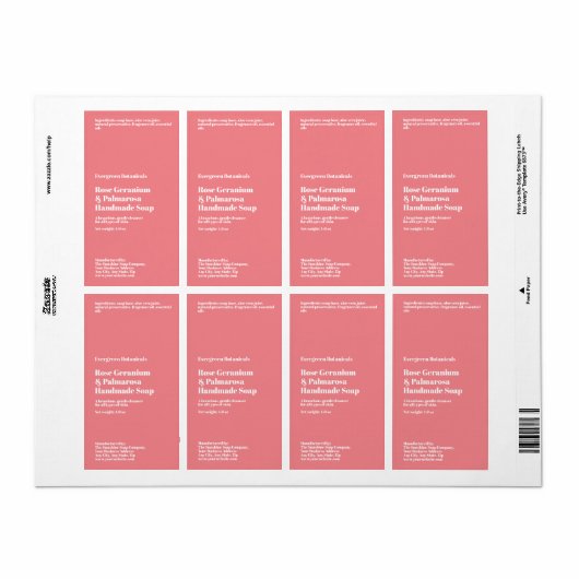 Modern Dusty Rose Soap Packaging Label (Full Sheet)