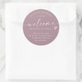 Modern Dusty Rose Wedding Welcome Hotel Bag Ronde Sticker (Tas)