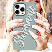 Modern Dusty Sage Minimal Script naam Case-Mate iPhone Case