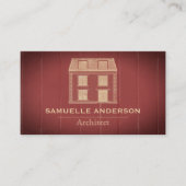 Modern Dusty Wine-Red Wood Architect Construction Visitekaartje (Voorkant)