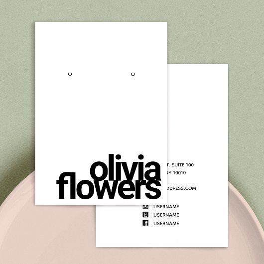 Modern Earring Bold Black en White Visitekaartje