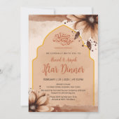 Modern Earth Tone Floral Arched Iftar Invitation (Devant)