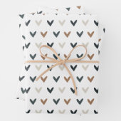Modern Earth Tone Heart Pattern Inpakpapier Vel (In situ)