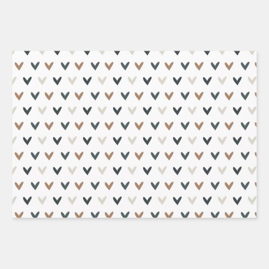 Modern Earth Tone Heart Pattern Inpakpapier Vel (Voorkant)