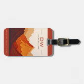 Modern Earth Tone Mountains Avontuur Monogram Bagagelabel (Voorkant horizontaal)