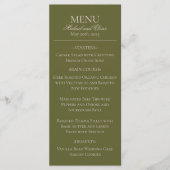 Modern Earth Tone Olive Green Wedding Diner Menu (Voorkant)