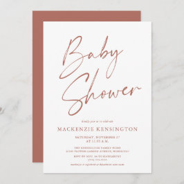 Modern Earth Tones Simple Script Baby shower Kaart