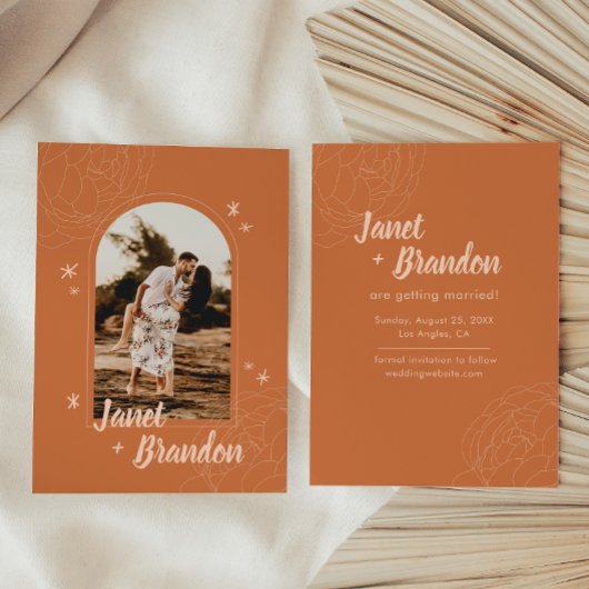 Modern Earthy Boho Minimalist Wedding Save The Date