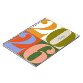 Modern Earthy Bold Year Blocks Custom Title Notitieboek (Linkerzijde)