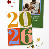 Modern Earthy Bold Year Blocks Happy New Year Feestdagenkaart