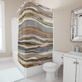 Modern Earthy Neutral Agate Stripes Douchegordijn