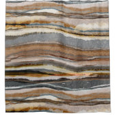 Modern Earthy Neutral Agate Stripes Douchegordijn (Voorkant)