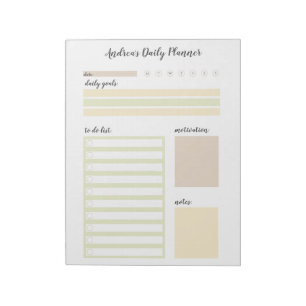 Modern Earthy Personalized Daily Planner Notitiebl Notitieblok